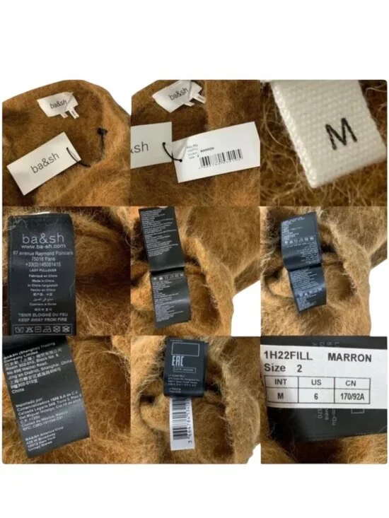 Ba&sh Pull Fill Jumper Sweater M Marron Alpaca Pullover Twist Back NEW - Picture 8 of 13